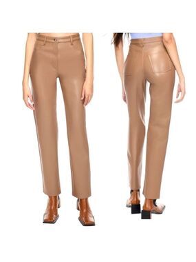 Aritzia Wilfred The Melina Pant Vegan Leather Straight Sz 2 Camel Tan Trousers